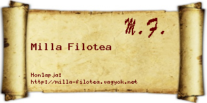Milla Filotea névjegykártya